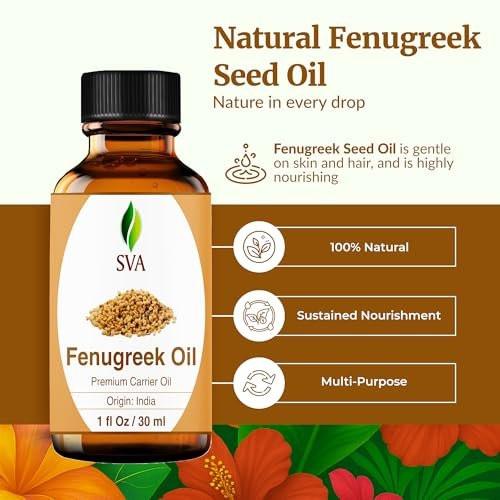 SVA Fenugreek Seed Oil - 100% Naturkaltgepresstes Bockshornkleeöl - 30 ml – Für Gesicht, Haut, Haare, Kopfhaut & Körper – Trägeröl mit Pipette
