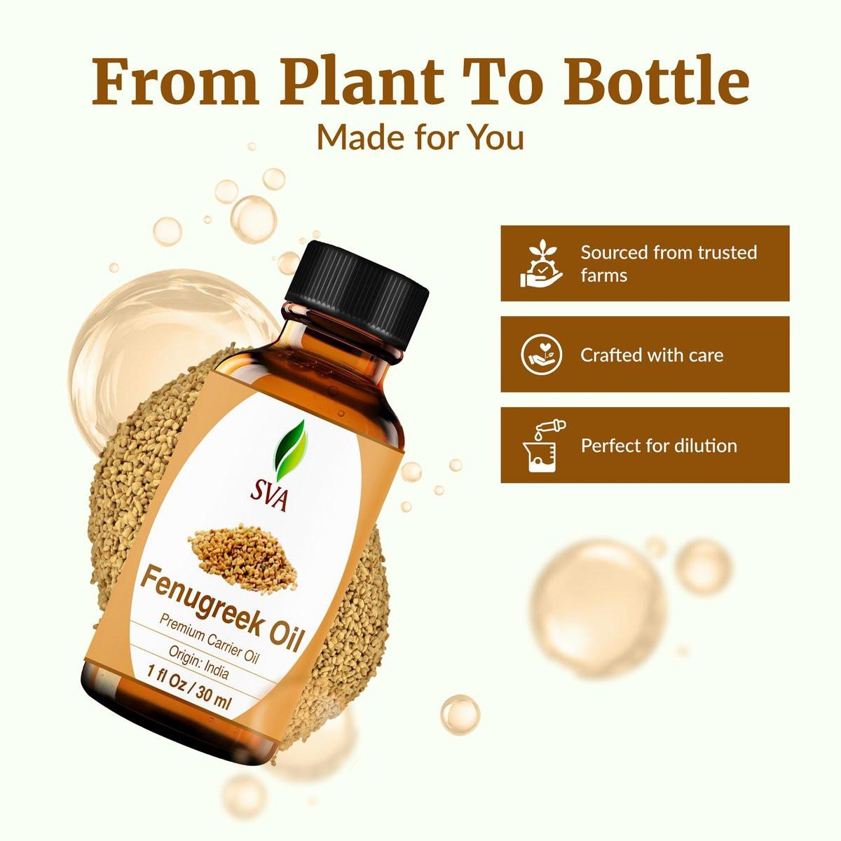 SVA Fenugreek Seed Oil - 100% Naturkaltgepresstes Bockshornkleeöl - 30 ml – Für Gesicht, Haut, Haare, Kopfhaut & Körper – Trägeröl mit Pipette