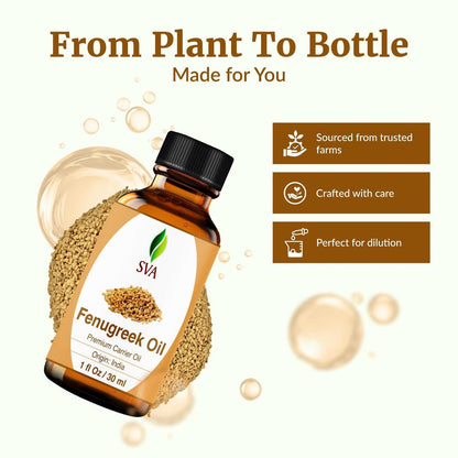 SVA Fenugreek Seed Oil - 100% Naturkaltgepresstes Bockshornkleeöl - 30 ml – Für Gesicht, Haut, Haare, Kopfhaut & Körper – Trägeröl mit Pipette