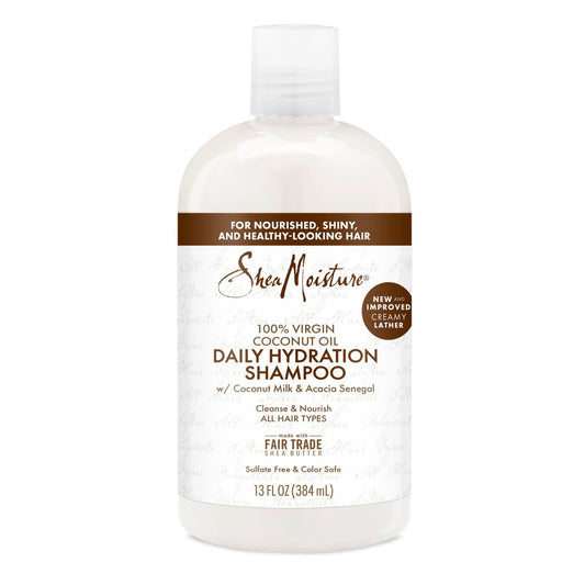 Shea Moisture Daily Hydration Shampoo – 100% Virgin Coconut Oil, Kokosmilch & Akazie Senegal für alle Haartypen (384 ml)
