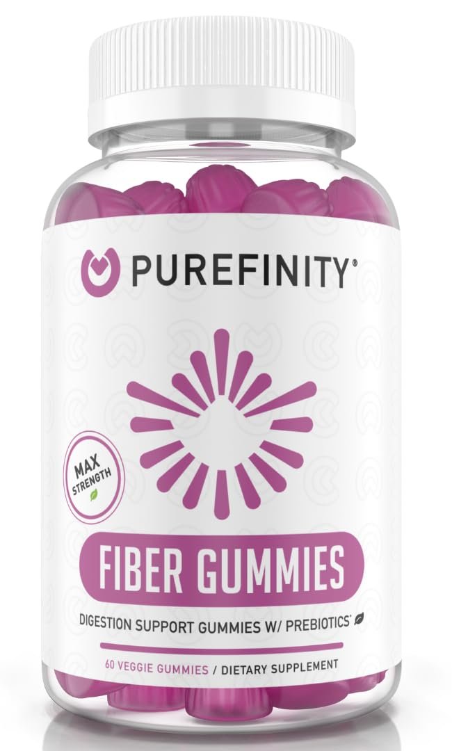 PUREFINITY Ballaststoff-Gummis für Erwachsene mit Inulin-FOS aus Chicorée-Wurzel, Zuckerfreies Präbiotikum für tägliche Verdauung & Verstopfungslinderung – Non-GMO, Vegan, 60 Stück
