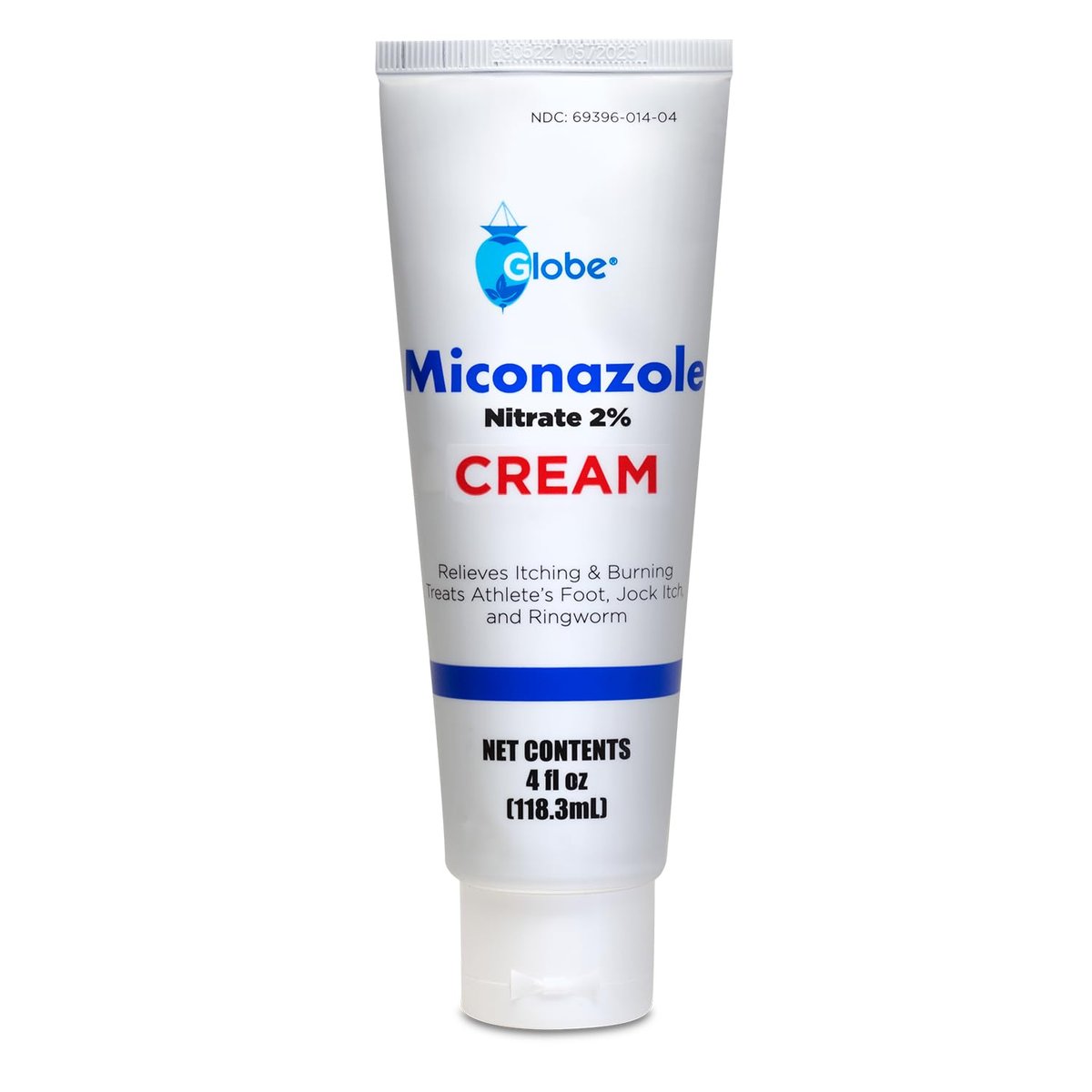 Globe Miconazolnitrat 2% Antimykotische Creme zur topischen Anwendung (4 oz Tube) – Gegen Fußpilz, Juckreiz, Ringelflechte – Schnelle Linderung bei Juckreiz, Reizungen und Hautschutz – Extra starke Formel