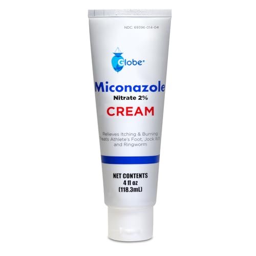 Globe Miconazolnitrat 2% Antimykotische Creme zur topischen Anwendung (4 oz Tube) – Gegen Fußpilz, Juckreiz, Ringelflechte – Schnelle Linderung bei Juckreiz, Reizungen und Hautschutz – Extra starke Formel