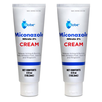Globe Miconazol Nitrat 2% Creme (2er-Pack, 4 oz) – Wirksame Behandlung gegen Fußpilz, Jock Itch, Ringelflechte und mehr