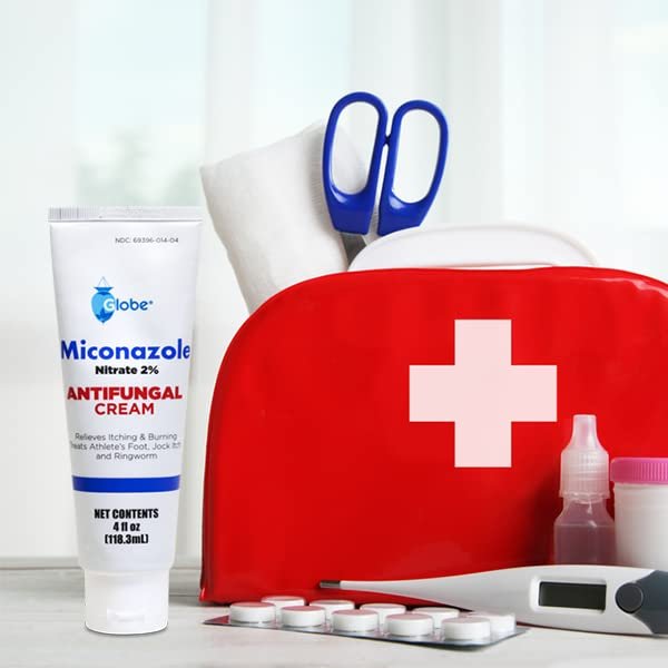 Globe Miconazol Nitrat 2% Creme (2er-Pack, 4 oz) – Wirksame Behandlung gegen Fußpilz, Jock Itch, Ringelflechte und mehr