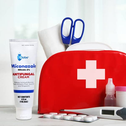 Globe Miconazol Nitrat 2% Creme (2er-Pack, 4 oz) – Wirksame Behandlung gegen Fußpilz, Jock Itch, Ringelflechte und mehr