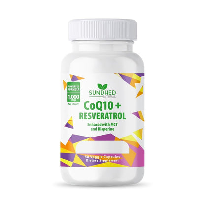 Sundhed Natural CoQ10 Starkes Antioxidans (Kapseln CoQ10 + Resveratrol) - 60 Kapseln