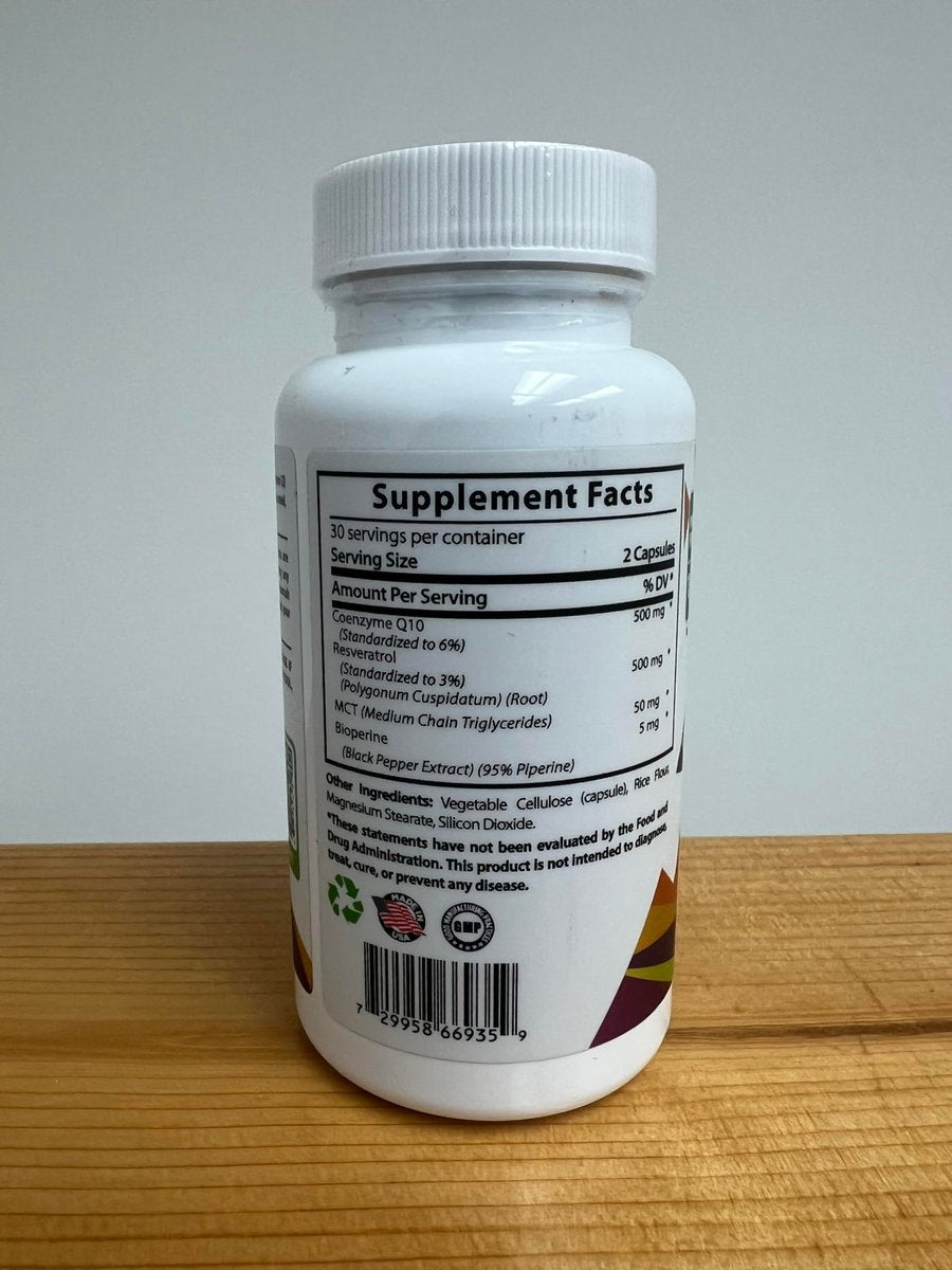 Sundhed Natural CoQ10 Starkes Antioxidans (Kapseln CoQ10 + Resveratrol) - 60 Kapseln