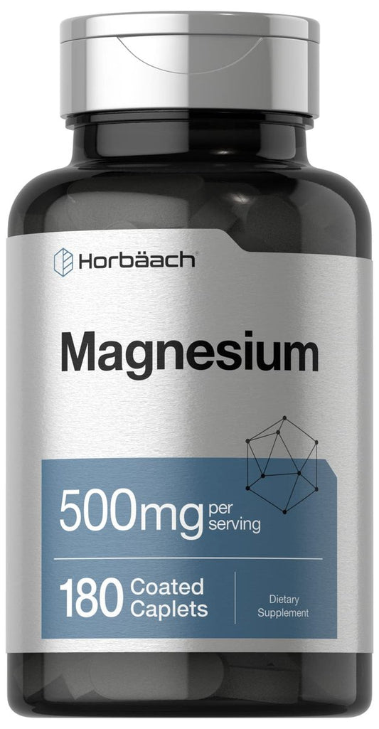 Horbäach Magnesium 500mg | 180 Tabletten | Vegetarisches, Nicht-GVO und Glutenfreies Nahrungsergänzungsmittel