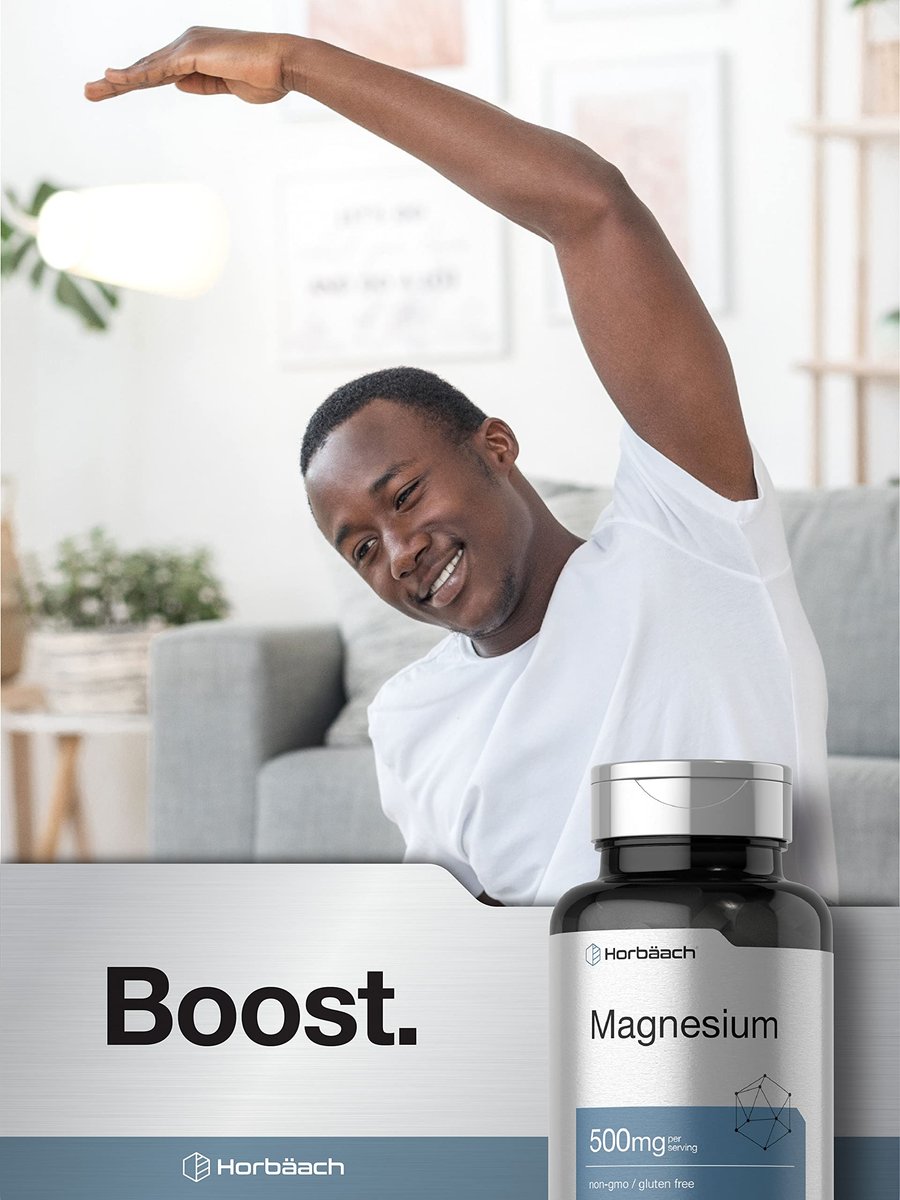 Horbäach Magnesium 500mg | 180 Tabletten | Vegetarisches, Nicht-GVO und Glutenfreies Nahrungsergänzungsmittel