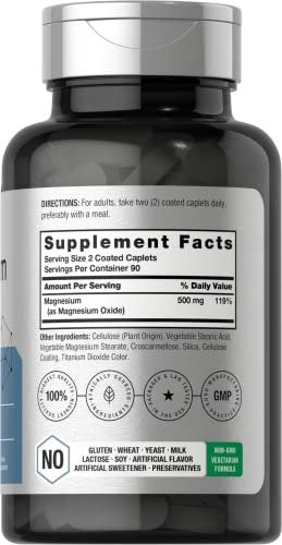 Horbäach Magnesium 500mg | 180 Tabletten | Vegetarisches, Nicht-GVO und Glutenfreies Nahrungsergänzungsmittel