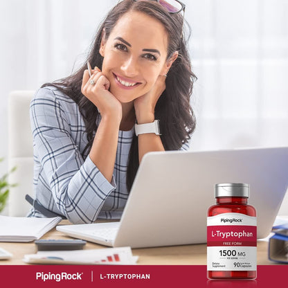 Piping Rock L-Tryptophan 1500 mg | 90 Kapseln | Freie Form | Non-GMO, Glutenfrei
