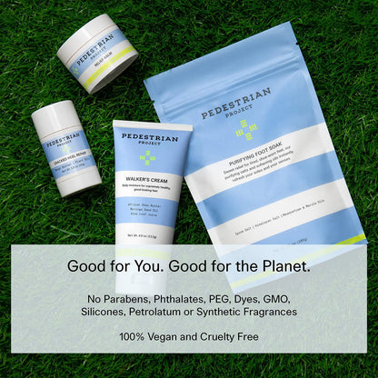 Pedestrian Project Walker’s Fußcreme für Hornhaut und trockene Füße – Feuchtigkeitsspendend, pflegend & glättend mit Sheabutter, Moringa-Samenöl & Aloe – Vegan, tierversuchsfreie Fußpflege, 118 ml