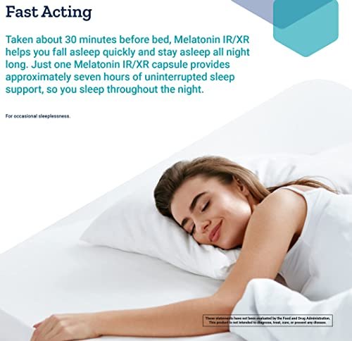 Life Extension Melatonin IR/XR 120 Kapseln - Sofort- & 7-Stunden-verzögerte Freisetzung - Nachtzeit Nahrungsergänzungsmittel - Unterstützt Durchschlafen - Nicht-GVO, Glutenfrei