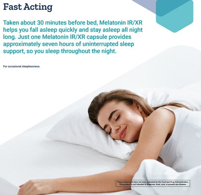 Life Extension Melatonin IR/XR 120 Kapseln - Sofort- & 7-Stunden-verzögerte Freisetzung - Nachtzeit Nahrungsergänzungsmittel - Unterstützt Durchschlafen - Nicht-GVO, Glutenfrei