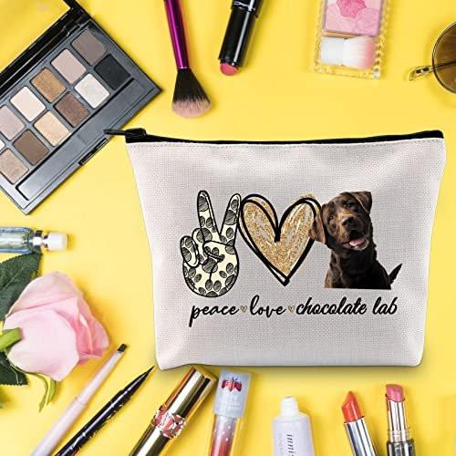 LEVLO Kosmetiktasche für Hundeliebhaber – Peace Chocolate Lab, Canvas