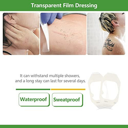 Transparente Wundfolie 2,3" x 2,75", 100 Stück, wasserdichter Wundverband, postoperativer Duschverband oder Tattoo-Nachsorge, IV-Schutz, Klebepflaster