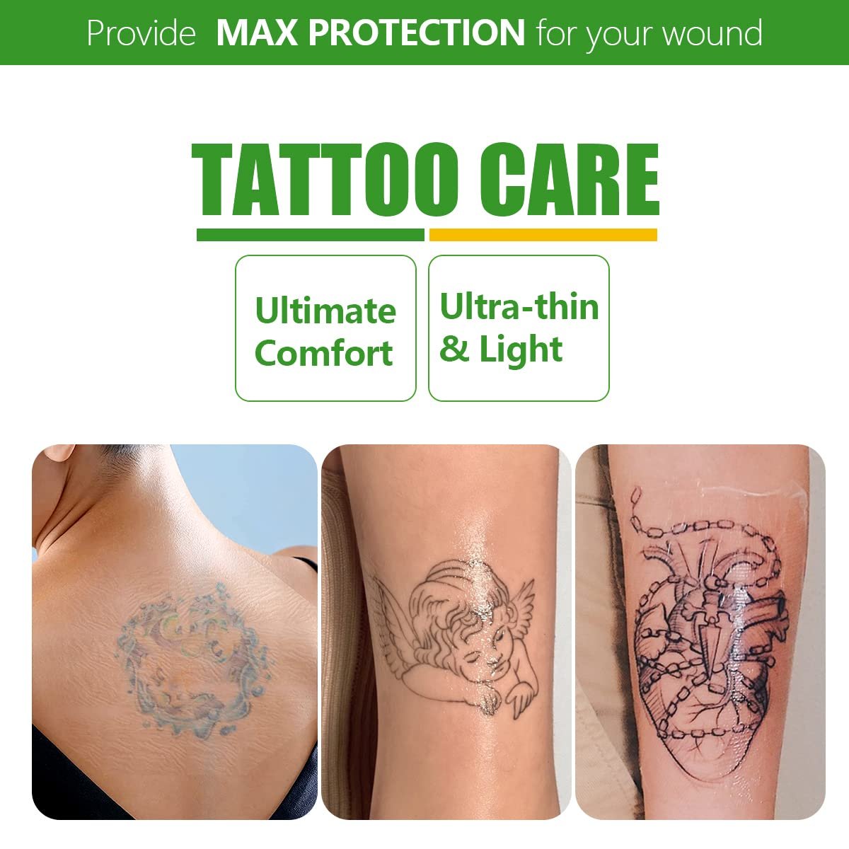 Transparente Wundfolie 2,3" x 2,75", 100 Stück, wasserdichter Wundverband, postoperativer Duschverband oder Tattoo-Nachsorge, IV-Schutz, Klebepflaster