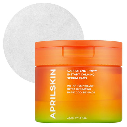 APRILSKIN Carrotene IPMP™ Instant Calming Serum Toner Pads | 80 Pads | Vegan, Tierversuchsfrei | Nicht komedogen | Koreanische Hautpflege