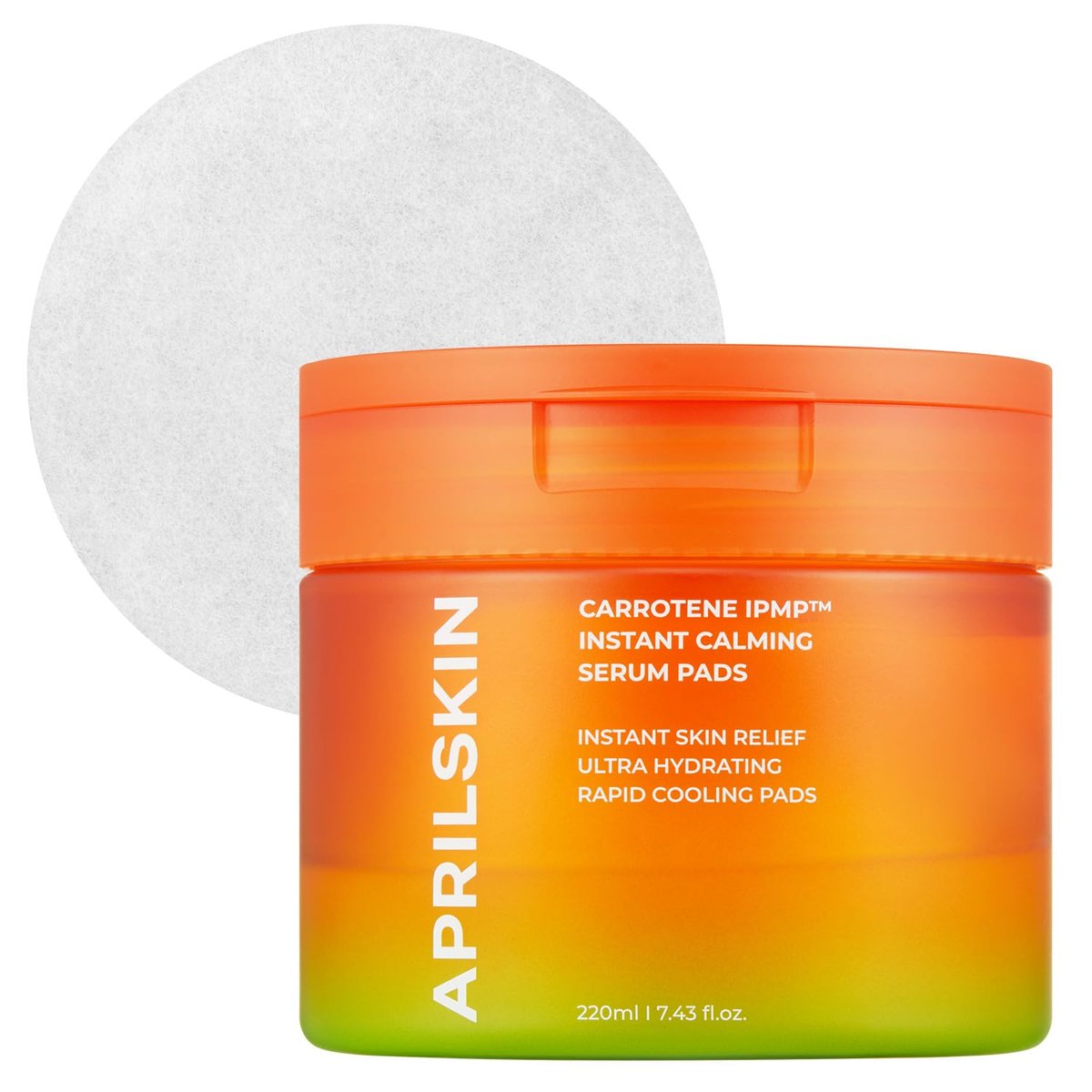 APRILSKIN Carrotene IPMP™ Instant Calming Serum Toner Pads | 80 Pads | Vegan, Tierversuchsfrei | Nicht komedogen | Koreanische Hautpflege