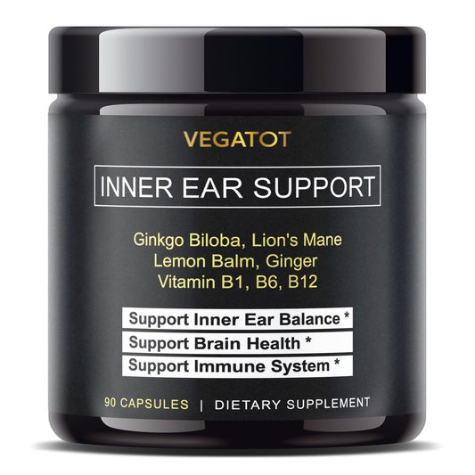 VEGATOT Innenohr Ergänzung mit Ginkgo Biloba, Löwenmähne, Zitronenmelisse, Ingwer, Vitamin B1, B6, B12 – für Schwindel, Drehschwindel und Gleichgewicht