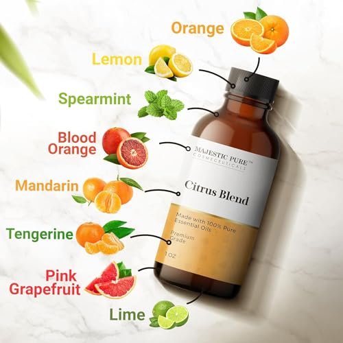 Majestic Pure Zitrus-Ölmischung – 100% rein & natürlich für eine fröhliche, positive Aroma | Pink Grapefruit, Orange, Spearmint, Zitrone für Diffuser & Aromatherapie | 30 ml