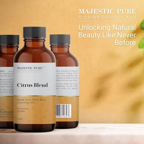 Majestic Pure Zitrus-Ölmischung – 100% rein & natürlich für eine fröhliche, positive Aroma | Pink Grapefruit, Orange, Spearmint, Zitrone für Diffuser & Aromatherapie | 30 ml