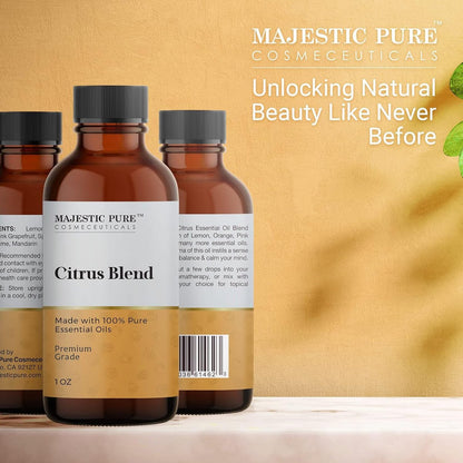 Majestic Pure Zitrus-Ölmischung – 100% rein & natürlich für eine fröhliche, positive Aroma | Pink Grapefruit, Orange, Spearmint, Zitrone für Diffuser & Aromatherapie | 30 ml