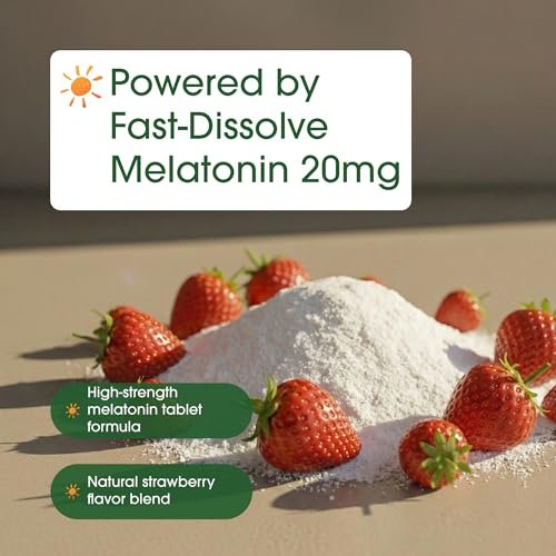 NatureBell Melatonin 20mg - 365 Lutschtabletten - Tägliche Schlafunterstützung für Erwachsene - Nachtzeit-Ergänzung zur Entspannung* - Löst sich schnell auf