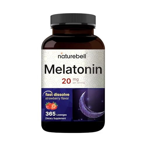 NatureBell Melatonin 20mg - 365 Lutschtabletten - Tägliche Schlafunterstützung für Erwachsene - Nachtzeit-Ergänzung zur Entspannung* - Löst sich schnell auf