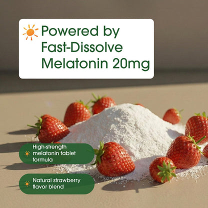 NatureBell Melatonin 20mg - 365 Lutschtabletten - Tägliche Schlafunterstützung für Erwachsene - Nachtzeit-Ergänzung zur Entspannung* - Löst sich schnell auf