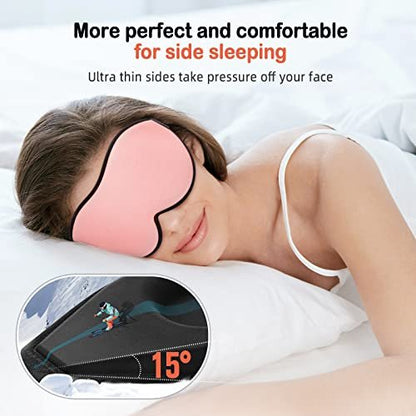 LitBear Schlafmasken für Frauen, Rosa Augenmaske zum Schlafen, Bequeme Nacht-Schlafmaske, Weiche Konturierte Augenabdeckung mit Elastischem Band für Seitenschläfer, Männer, Flugpersonal und Schichtarbeiter