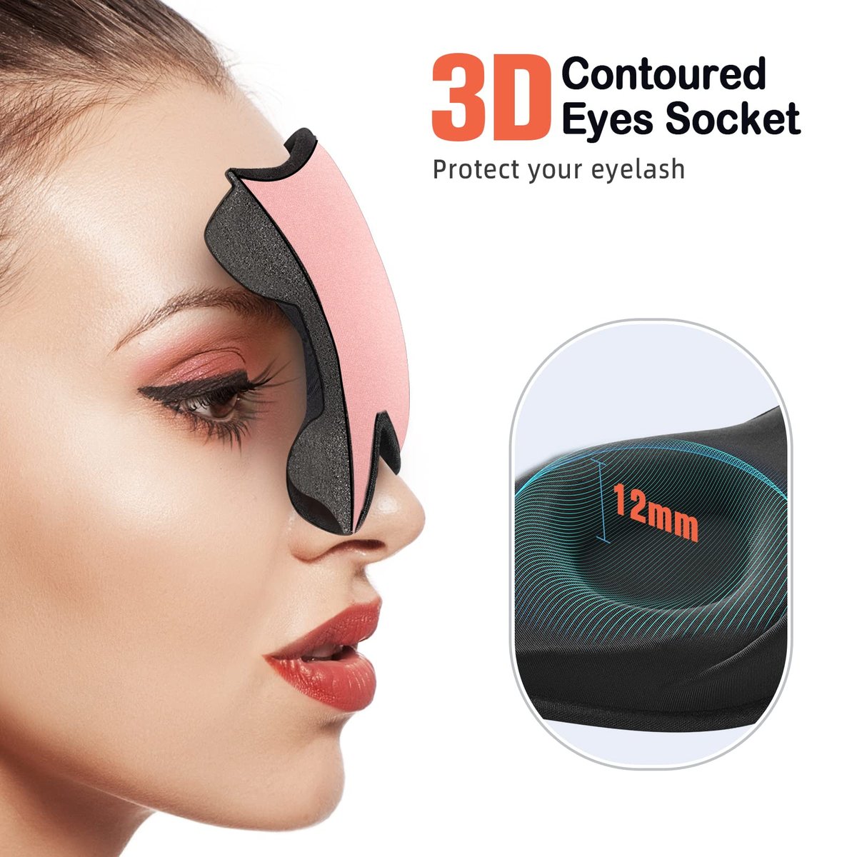 LitBear Schlafmasken für Frauen, Rosa Augenmaske zum Schlafen, Bequeme Nacht-Schlafmaske, Weiche Konturierte Augenabdeckung mit Elastischem Band für Seitenschläfer, Männer, Flugpersonal und Schichtarbeiter