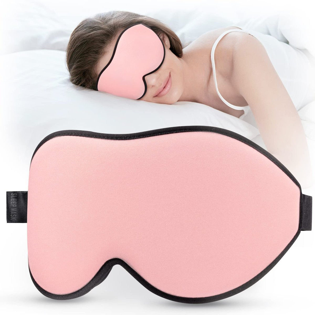 LitBear Schlafmasken für Frauen, Rosa Augenmaske zum Schlafen, Bequeme Nacht-Schlafmaske, Weiche Konturierte Augenabdeckung mit Elastischem Band für Seitenschläfer, Männer, Flugpersonal und Schichtarbeiter