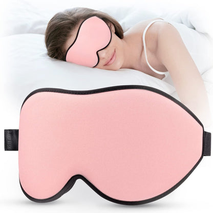 LitBear Schlafmasken für Frauen, Rosa Augenmaske zum Schlafen, Bequeme Nacht-Schlafmaske, Weiche Konturierte Augenabdeckung mit Elastischem Band für Seitenschläfer, Männer, Flugpersonal und Schichtarbeiter