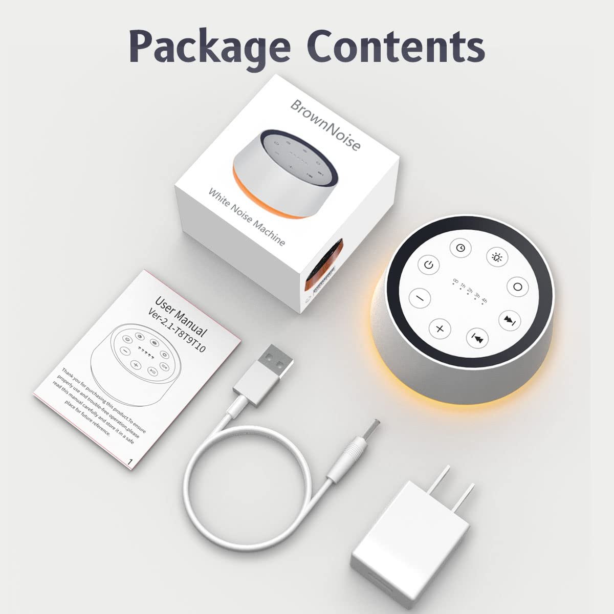 Brown Noise Sound Machine mit 30 beruhigenden Klängen und 12 Farben Nachtlicht – Weißes Rauschen Maschine für Erwachsene, Baby, Kinder Schlaf – Memory-Funktion, 36 Lautstärkestufen, 5 Timer für Zuhause, Büro, Reisen