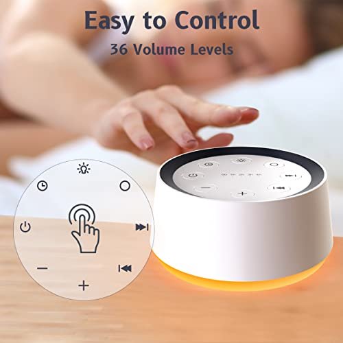 Brown Noise Sound Machine mit 30 beruhigenden Klängen und 12 Farben Nachtlicht – Weißes Rauschen Maschine für Erwachsene, Baby, Kinder Schlaf – Memory-Funktion, 36 Lautstärkestufen, 5 Timer für Zuhause, Büro, Reisen