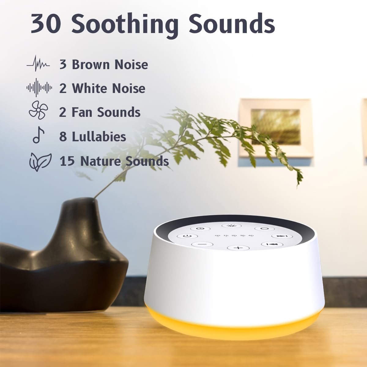 Brown Noise Sound Machine mit 30 beruhigenden Klängen und 12 Farben Nachtlicht – Weißes Rauschen Maschine für Erwachsene, Baby, Kinder Schlaf – Memory-Funktion, 36 Lautstärkestufen, 5 Timer für Zuhause, Büro, Reisen