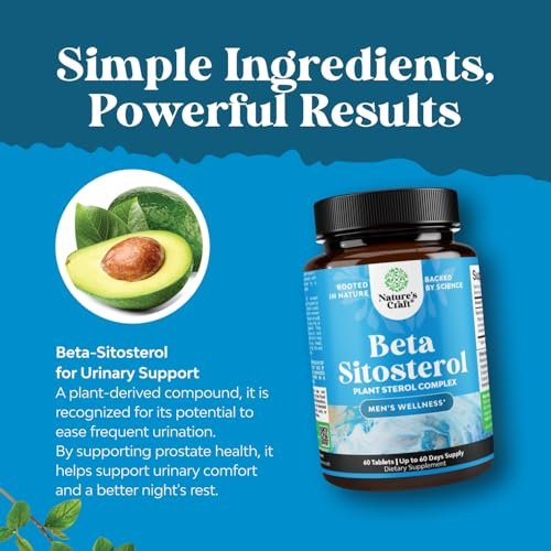 Natures Craft Pflanzensterol-Komplex mit Beta-Sitosterol - 500 mg Beta-Sitosterol, Sterole und Stanole für die Prostata-Unterstützung - Prostata-Gesundheitsergänzung für Männer - 60 Kapseln