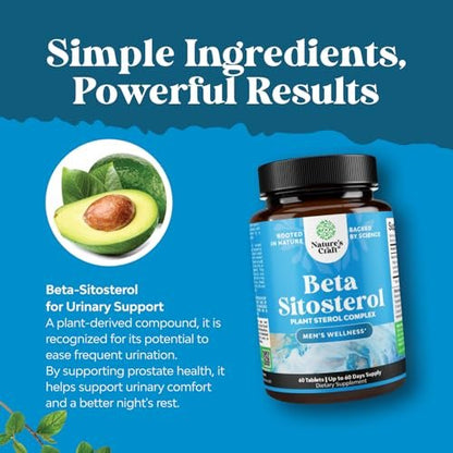 Natures Craft Pflanzensterol-Komplex mit Beta-Sitosterol - 500 mg Beta-Sitosterol, Sterole und Stanole für die Prostata-Unterstützung - Prostata-Gesundheitsergänzung für Männer - 60 Kapseln