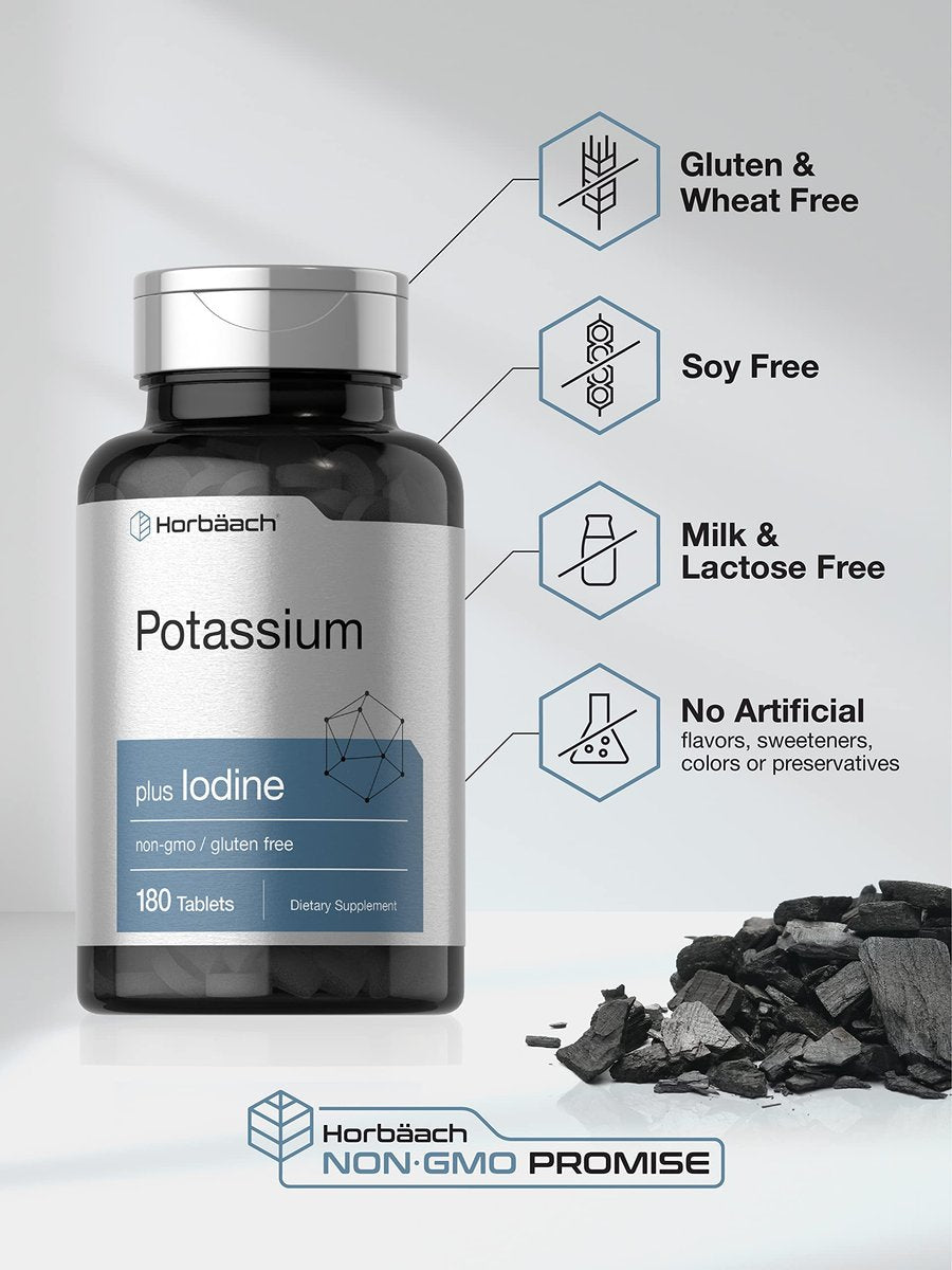 Horbäach Kaliumchlorid Supplement mit Jod – 180 vegetarische Tabletten, Non-GMO & glutenfrei
