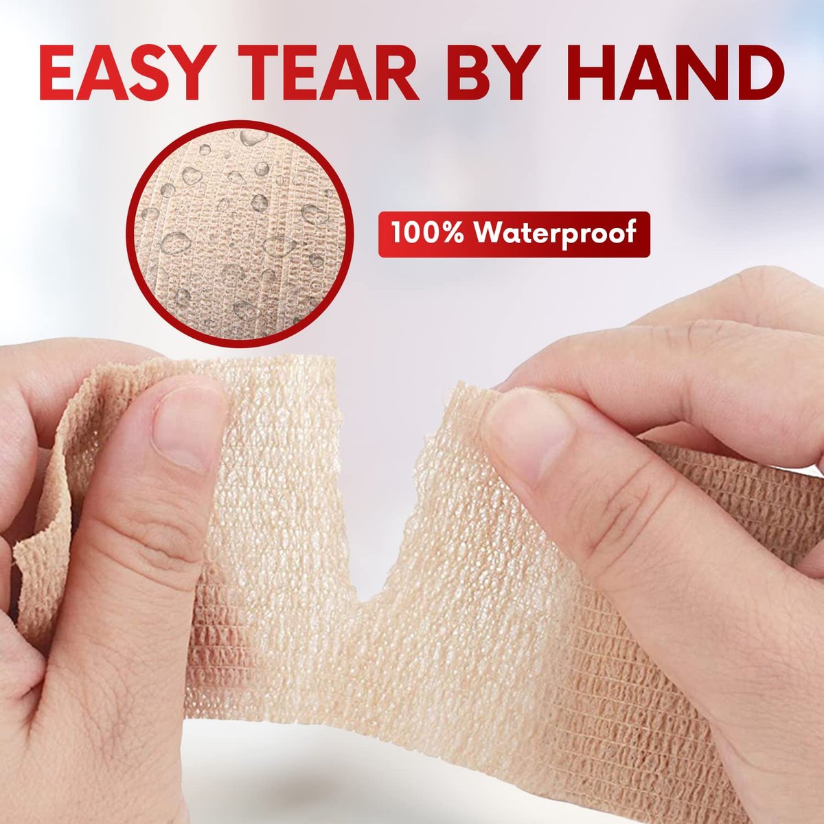 HEALQU Selbstklebender Verbandswickel – 12 Rollen 5 cm x 4,5 m Kohäsives Band für Sport und Athletik – Selbsthaftende medizinische Bandage, flexibel, elastisch für Handgelenk und Knöchel, auch als Tierverband geeignet