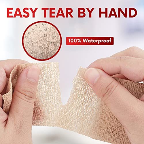 HEALQU Selbstklebender Verbandswickel – 12 Rollen 5 cm x 4,5 m Kohäsives Band für Sport und Athletik – Selbsthaftende medizinische Bandage, flexibel, elastisch für Handgelenk und Knöchel, auch als Tierverband geeignet