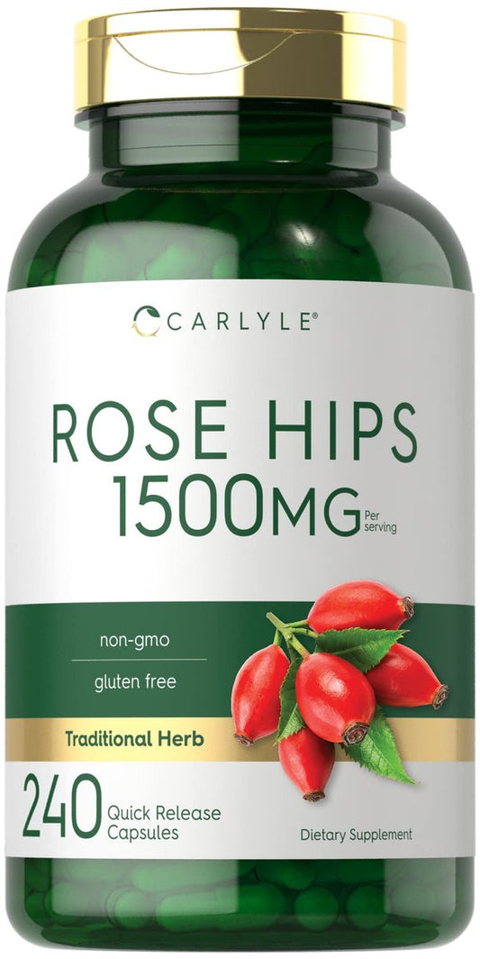 Carlyle Hagebutten | 1500 mg | 240 Kapseln | Nicht-GVO & glutenfreies pflanzliches Nahrungsergänzungsmittel