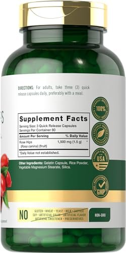 Carlyle Hagebutten | 1500 mg | 240 Kapseln | Nicht-GVO & glutenfreies pflanzliches Nahrungsergänzungsmittel