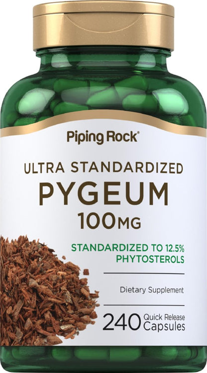 Piping Rock Pygeum 100 mg | 240 Kapseln | Extrakt aus Pygeum africanum Rinde | Standardisierte Phytosterine | Nahrungsergänzung für Männer & Frauen | Non-GMO & Glutenfrei