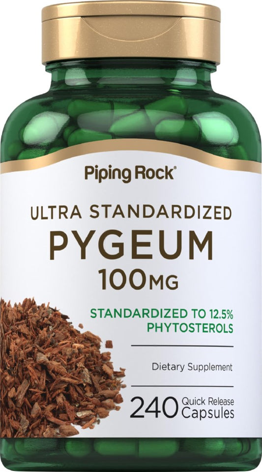 Piping Rock Pygeum 100 mg | 240 Kapseln | Extrakt aus Pygeum africanum Rinde | Standardisierte Phytosterine | Nahrungsergänzung für Männer & Frauen | Non-GMO & Glutenfrei