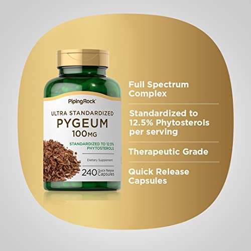 Piping Rock Pygeum 100 mg | 240 Kapseln | Extrakt aus Pygeum africanum Rinde | Standardisierte Phytosterine | Nahrungsergänzung für Männer & Frauen | Non-GMO & Glutenfrei