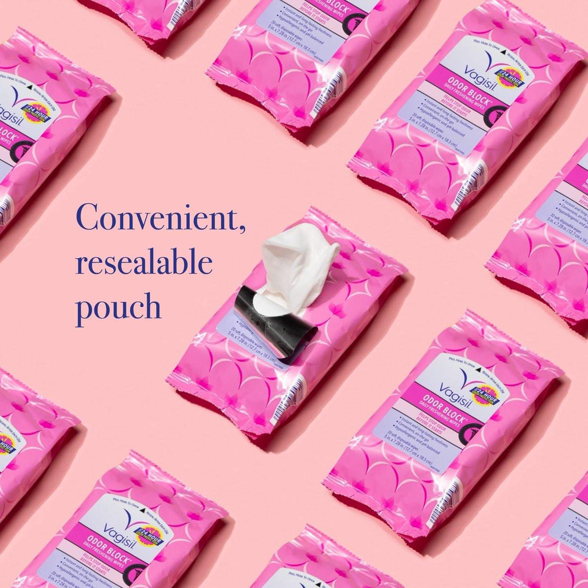 Vagisil Odor Block Tücher für tägliche Frische – 20 Tücher (3er-Pack) – Gynäkologisch getestet & hypoallergen