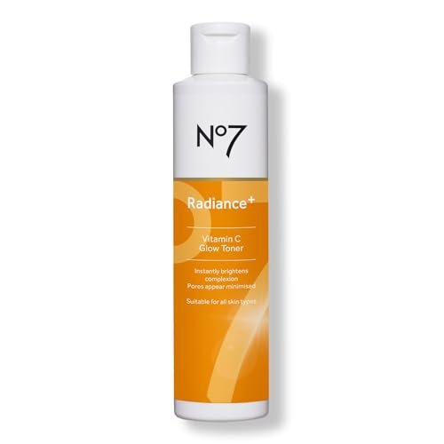No7 Radiance+ Vitamin C Glow Toner – 2% Vitamin C Komplex mit Weidenrinde & Aloe Vera – AHA Peeling für glattere Haut – Feuchtigkeitsspendender Gesichtstoner (200 ml)